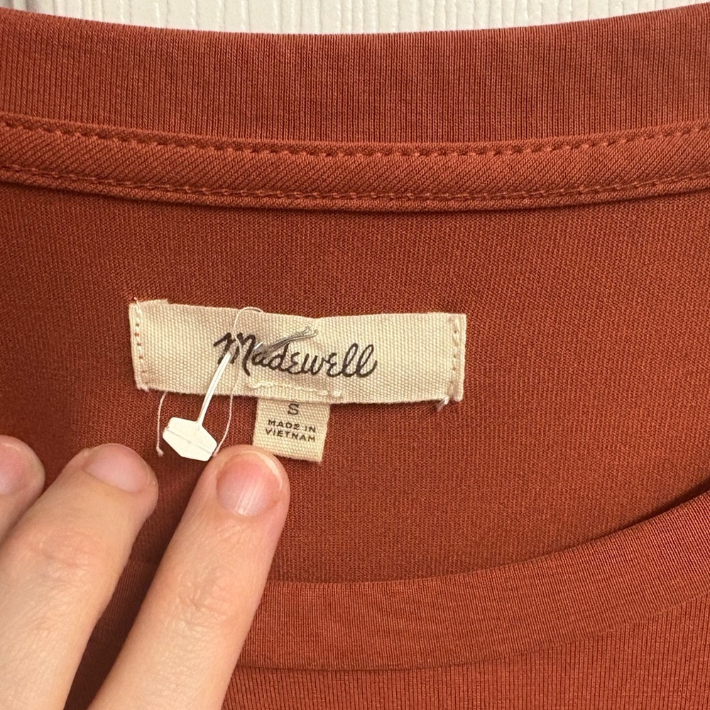 Madewell Modal Blend Short Sleeve T-Shirt Mini Dress Rust Colored Size Small - Picture 2 of 3